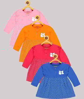 Babeezworld Pack of 4 Baby Girls Cotton Frock ( Multicolor )