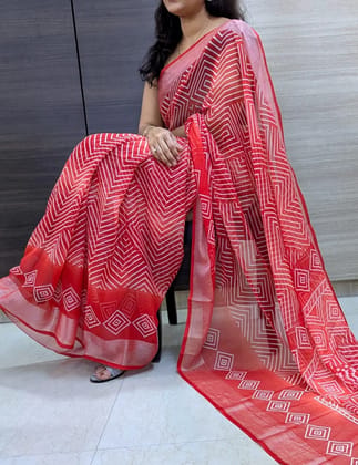 Bandhani print with Zari woven