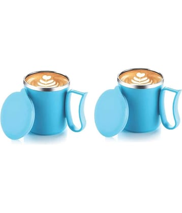 NCMART - Multi Color Steel Coffee Mug ( Pack of 2 )