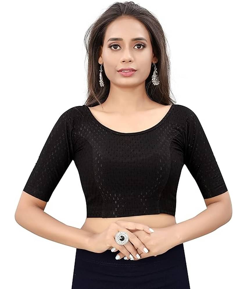 RAJA Black Readymade without Pad Net Women's Blouse ( Pack of 1 )