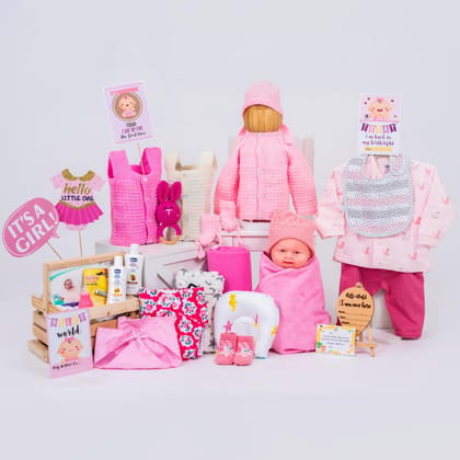 The Baby First Box Newborn Baby Essential Kit - 25 Items | Winter Kit(Girls)