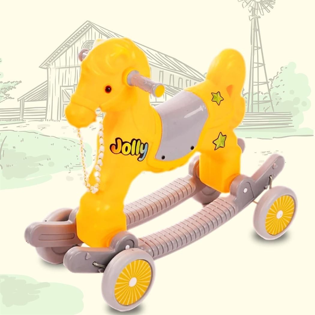 PlayMagic Rockin Roll Horse Ride - 2 In 1 Adventure Yellow