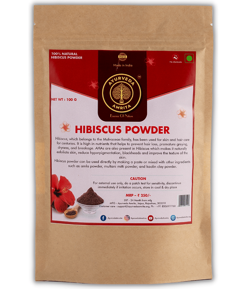 Ayurveda Amrita Pure, Natural & Organic Hibiscus Powder for Hair & Skin 100 Gram