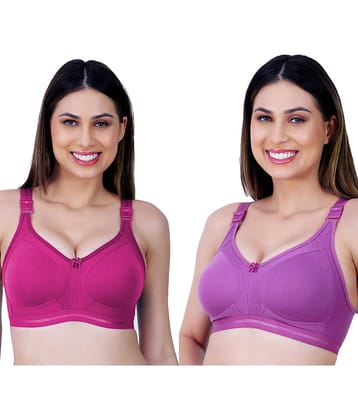 Ladyland Pack of 2 Cotton Blend Non Padded Everyday Bra For Women ( Multicolor )