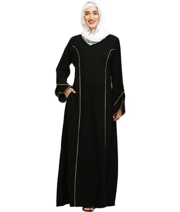 Burbi Black Polyester Stitched Burqas without Hijab - Single