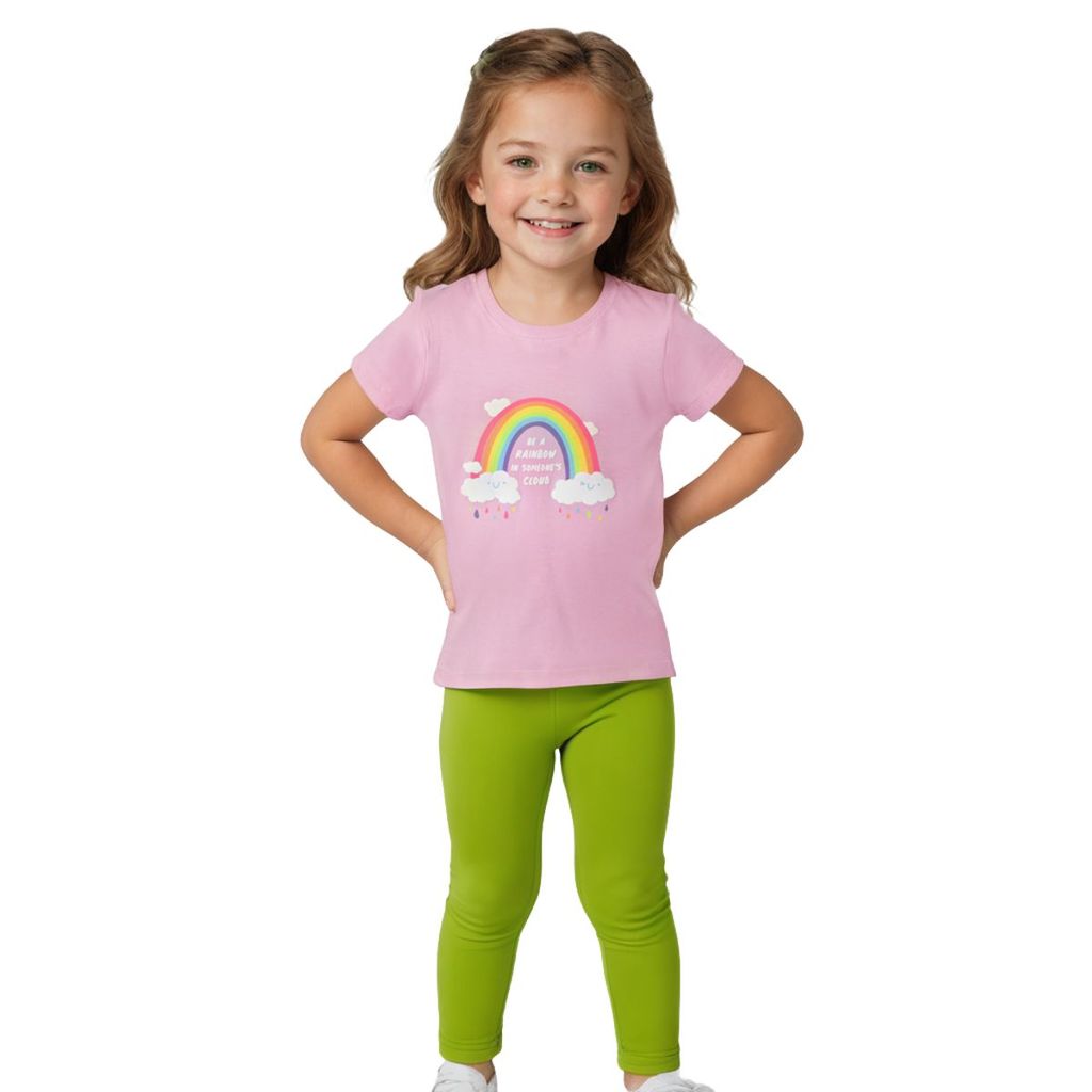 Luxurious Kids Girls T shirt Cotton Bon Bon Pink Rainbow and Cloud 2025 at ShopCircuit | ONDC