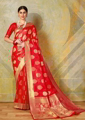 Bridal Red Woven Banarasi Saree