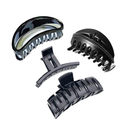 BIRDWARE Big Hair Clutchers For Women, Korean Clutchers Glossy Finish Hair Clip Hair Claw Clips Plastic Clutchers Women & Girls (Pack of 4, Black) BIRDWARE Big Hair Clutchers For Women, Korean Clutchers Glossy Finish Hair Clip Hair Claw Clips Plastic Clu