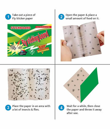 Fly Sticking Board/Sticky Paper for Housefly, Get rid of houseflies with Fly Sticking Board (Pack of 10)