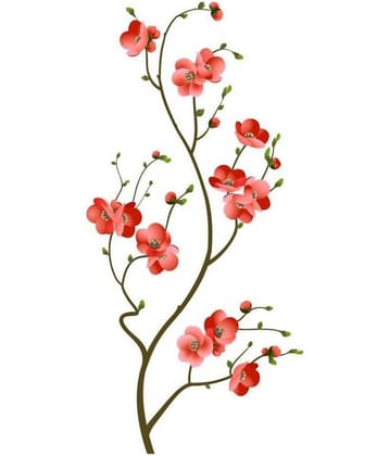 Asmi Collection Beautiful Pink 3D Flowers Tree Nature Sticker ( 122 x 60 cms )