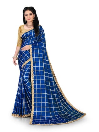 Generic Women's Sana Silk Saree with Blouse (Royal Blue, 5 - 6 Mtrs)