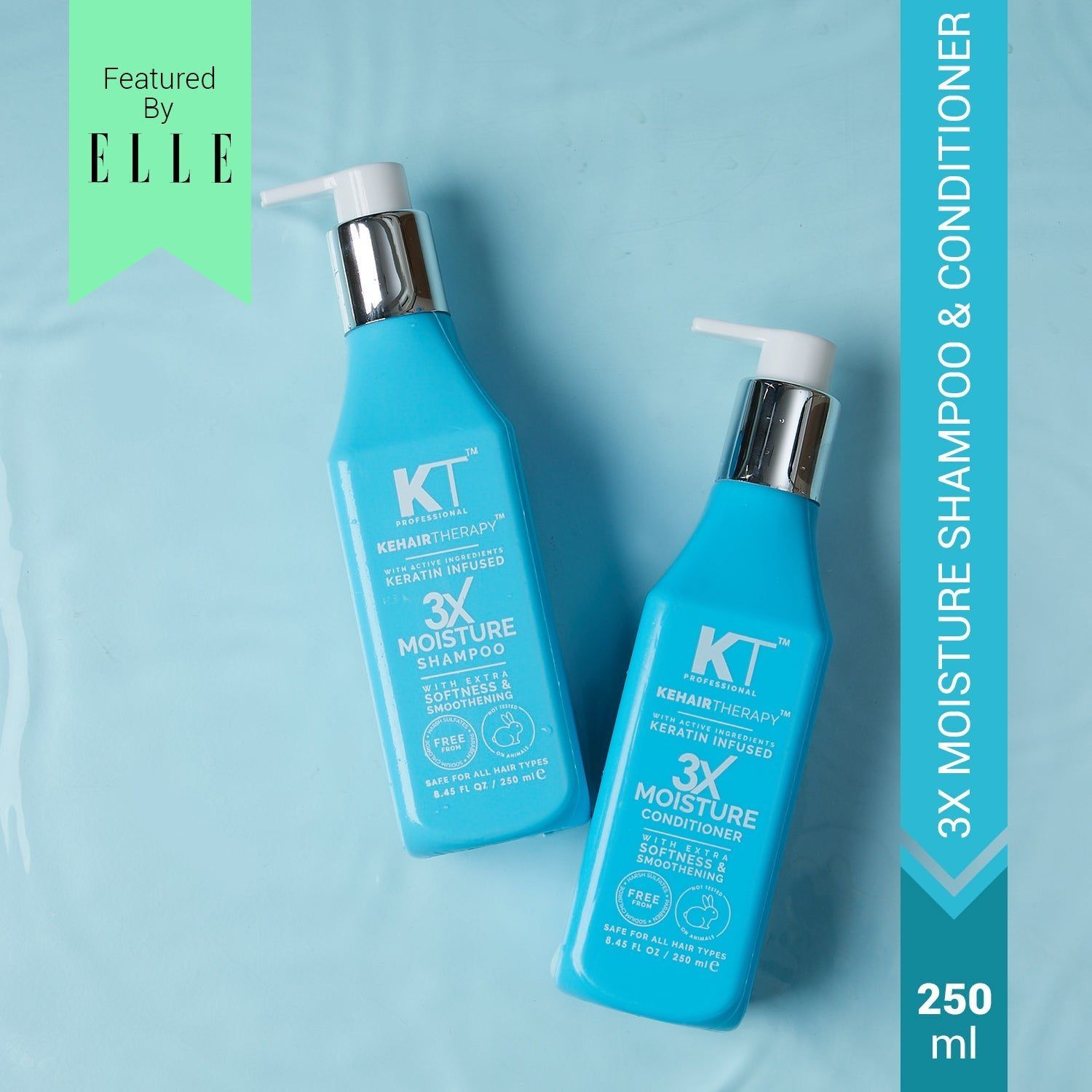 KT Professional 3X Moisture Shampoo & Conditioner, Deep Moisture & Frizz Control - 500ml