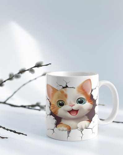 The Magical Gifts Cute Cat Printed Mug 325ml Gift for Cat Lovers Kids Girls Boys Women Animal Lovers Coffee Tea Cup for Birthday Christmas Pet Owner Feline Fan Collectible