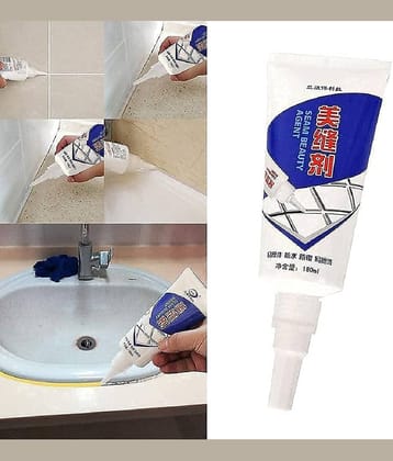 Tiles Gap Filler Waterproof Crack Grout Gap Filler Agent Water Resistant Silicone Sealant for DIY Home Sink Gaps/Grouts Repair Filler Tube Paste for Kitchen, Bathroom Tiles Gap Filler -180ML (180ml)