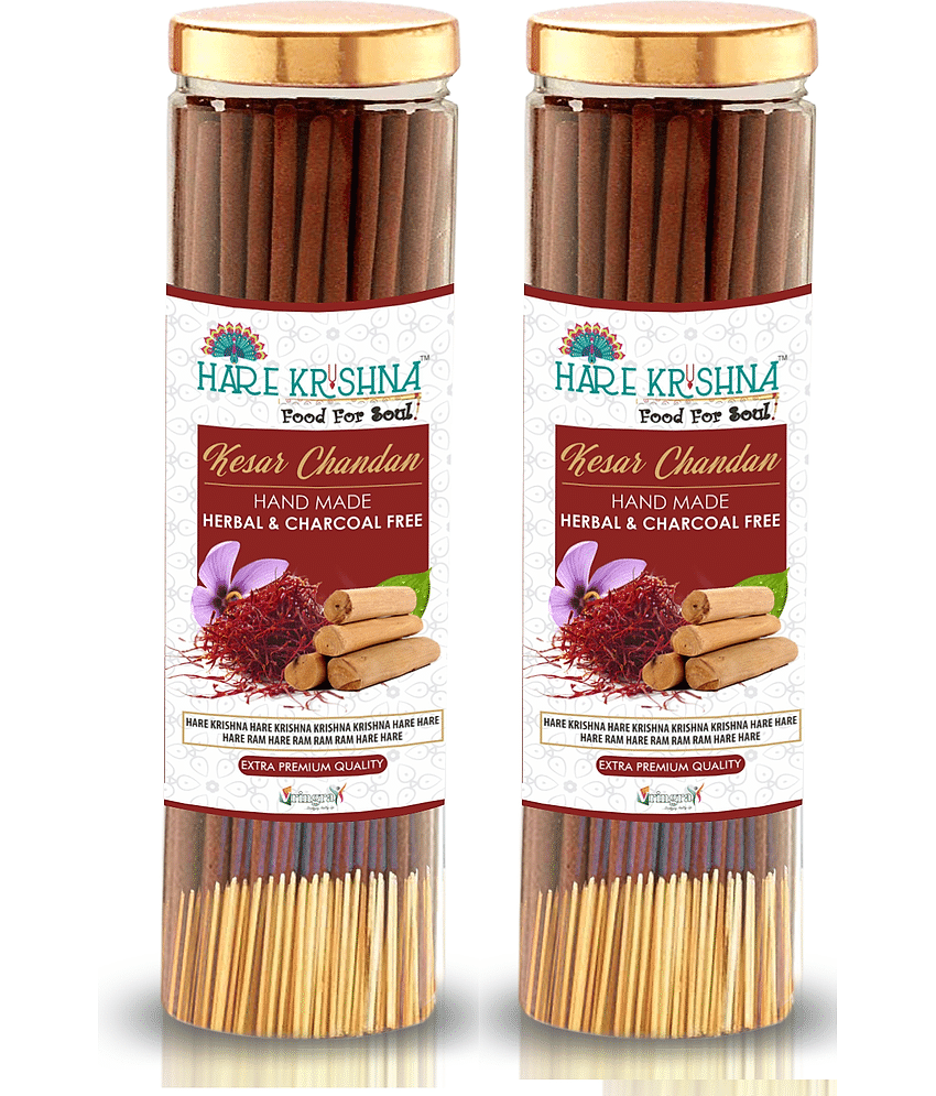Hare Krishna Incense Stick Kesar Chandan 200 gm ( Pack of 2 )