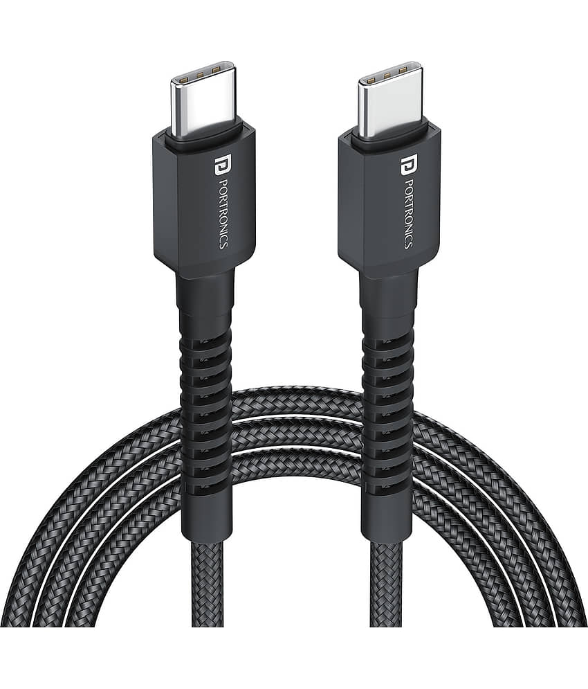 Portronics Black 3A Type C Cable 2 Meter