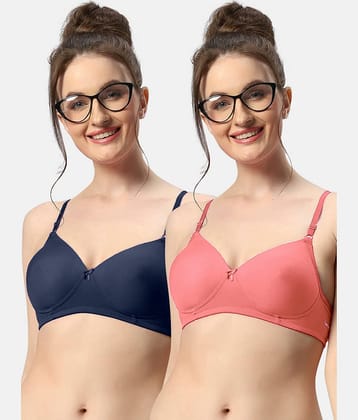 Sonari Pack of 2 Polyester Women's T-Shirt Bra ( Multicolor ) 007navyrpink