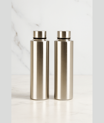 Visaxmi Steel Water Bottle Silver Steel Fridge Water Bottle 1000 mL ( 2 )
