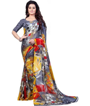 ANAND SAREES Georgette Saree With Unstitched Blouse Piece ( Grey )