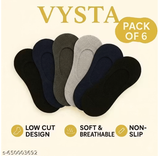 VYSTA Premium No Show Socks for Men & Women | Pack of 6 | Low Cut Invisible Socks | Soft & Breathable | Non-Slip Grip | Loafer Socks for Daily Wear