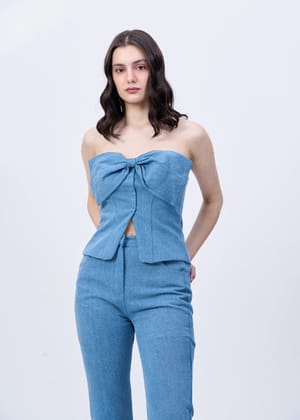 Zora (blue denim top)-Blue / XS