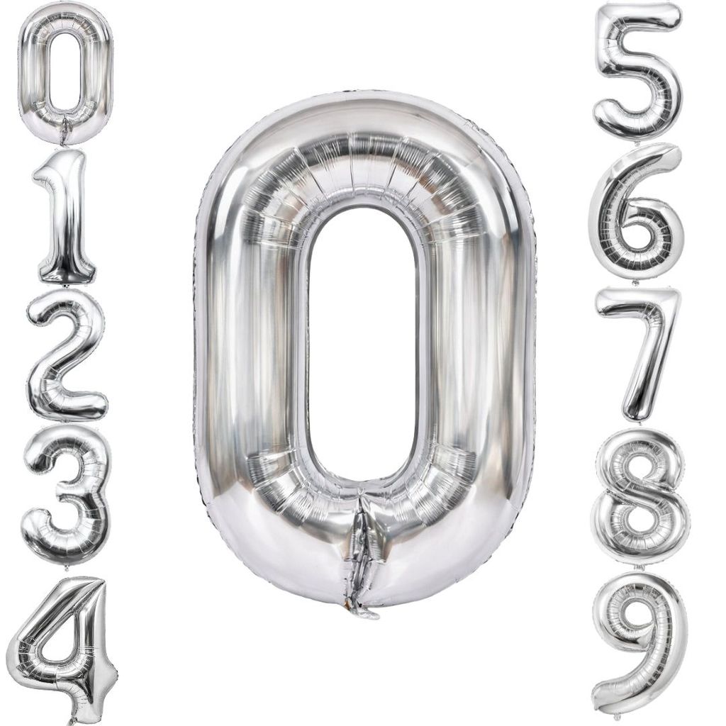 Number 0 Silver Foil Balloon - 40 inches - 1PC - Party and Festive Needs | Buy online on ZillyBuy