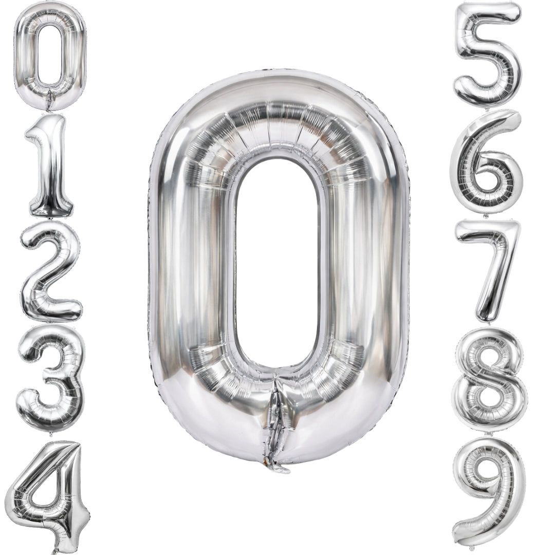Number 0 Silver Foil Balloon - 40 inches - 1PC