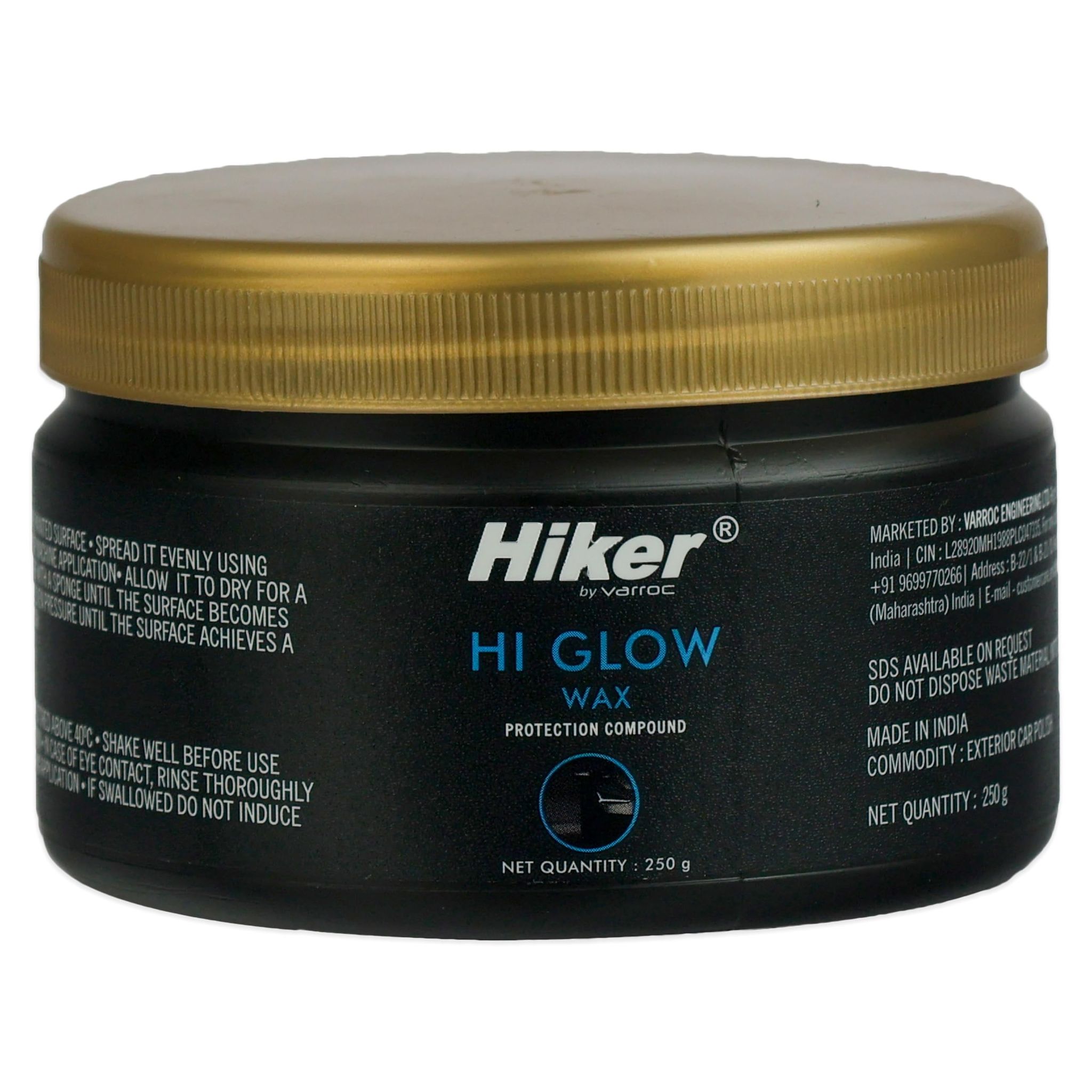 Hiker by Varroc Hi Glow Car Wax 250g | High Gloss Paste Wax for Cars | UV Protection, Dust & Pollution Shield | Safe for Paint, Plastic & Metal Surfaces