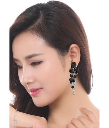 YouBella Fashion Jewellery Stylish Crystal Fancy Party Wear Earrings for Girls and Women (BLACK)