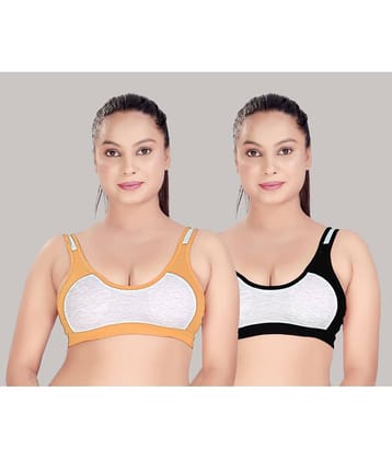 HAYA Pack of 2 Cotton Non Padded Women's Everyday Bra ( Multicolor )