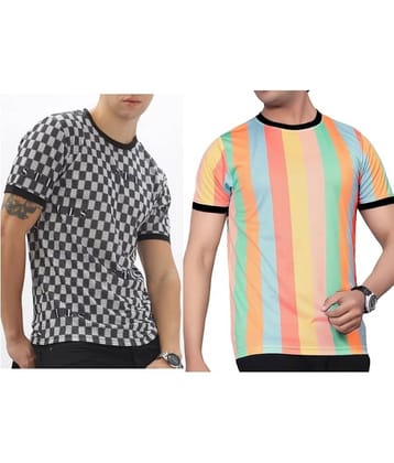 FABRIPPLE Polyester Regular Fit Printed Half Sleeves Men's Round T-Shirt - Multicolor ( Pack of 1 )