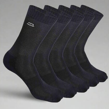 Bamboo Men Crew Socks (Solids) - 5 Pairs-Black | Black | Black | Black | Black