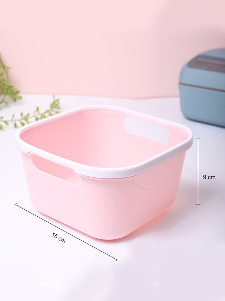 Pink Square Baskets (Set of 2)