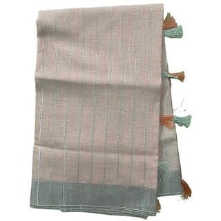 Fancy Floral Cotton Saree Dark Grey Organza Saree for Women with Floral Print and Shimmering Silver Zari Border