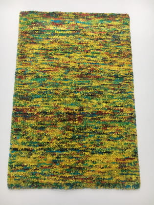 Hand-Knotted Wool & Bamboo Silk Rug  2x3 ft | Modern Geometric Design,  Silk Waste