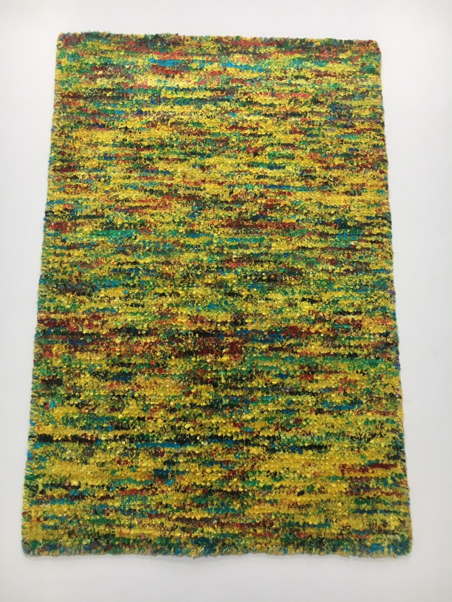 Hand-Knotted Wool & Bamboo Silk Rug 2x3 ft | Modern Geometric Design, Silk Waste