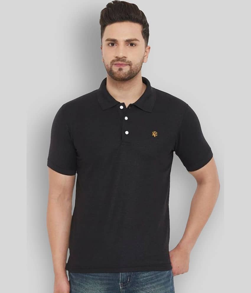 The Million Club Pack of 1 Polyester Regular Fit Solid Half Sleeves Men's Polo T Shirt ( Black )