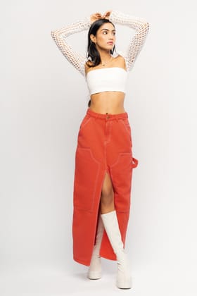 Denim Sangwine Front Slit Skirt 26