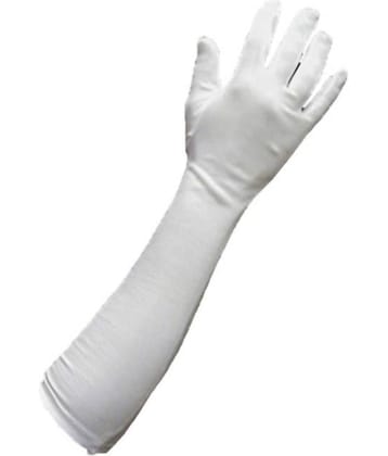 Tahiro White Cotton Full Arm Length Sun Rays Protecting Gloves - Pack Of 1