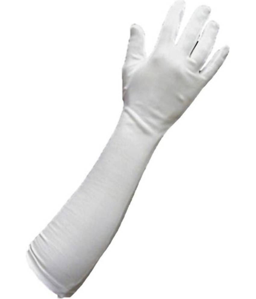 Tahiro White Cotton Full Arm Length Sun Rays Protecting Gloves - Pack Of 1
