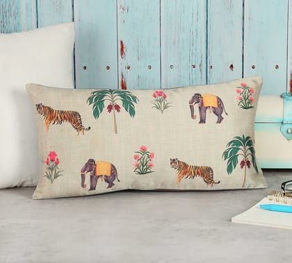 India Circus Poetic Disposition - Blended Taf Silk Cushion Cover - 8 X 16 Inch