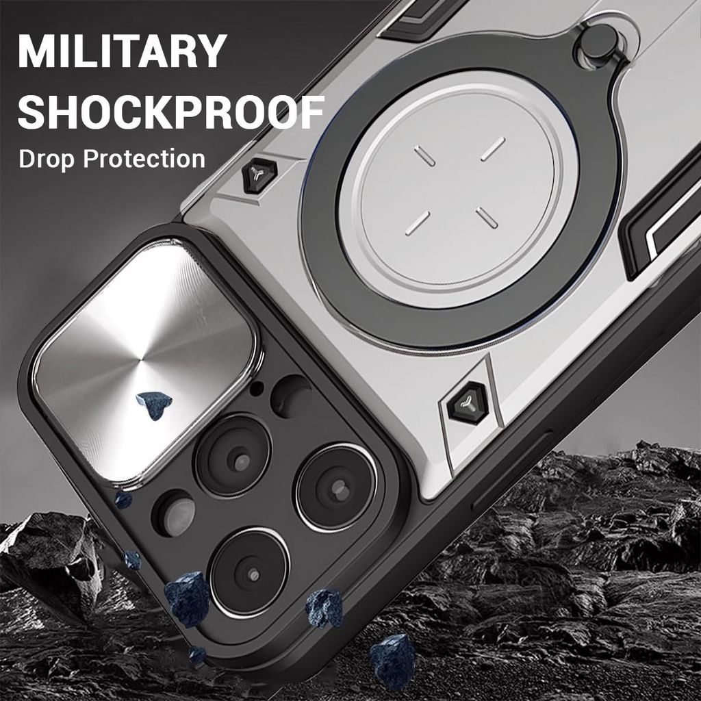 LIRAMARK Case Compatible with Apple iPhone 14 Pro (6.1 inch) with Stand & Slider Camera Military Grade Drop Protection