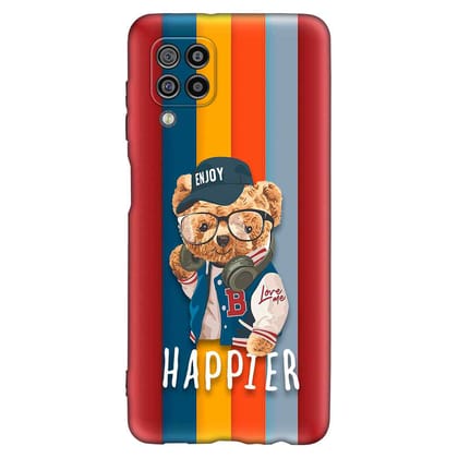 Enjoy Happier Samsung F22 Premium Embossed Mobile cover