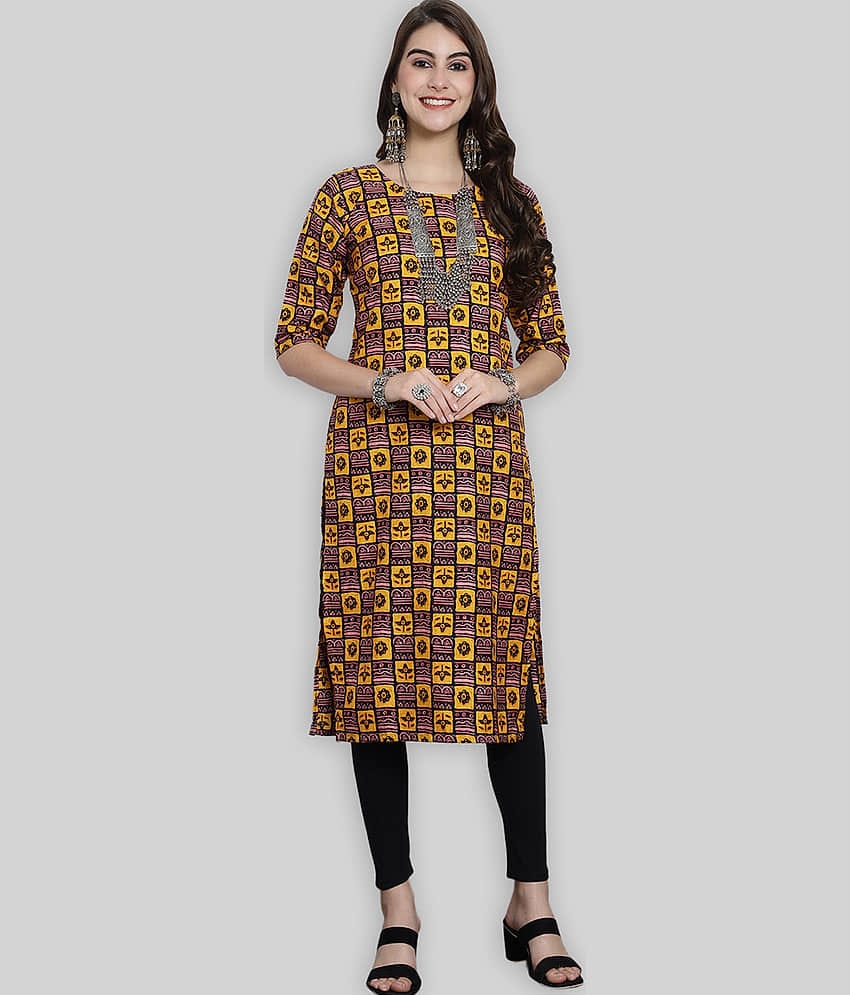 7Threads Crepe Printed Straight Women's Kurti - Multicolor ( Pack of 1 )