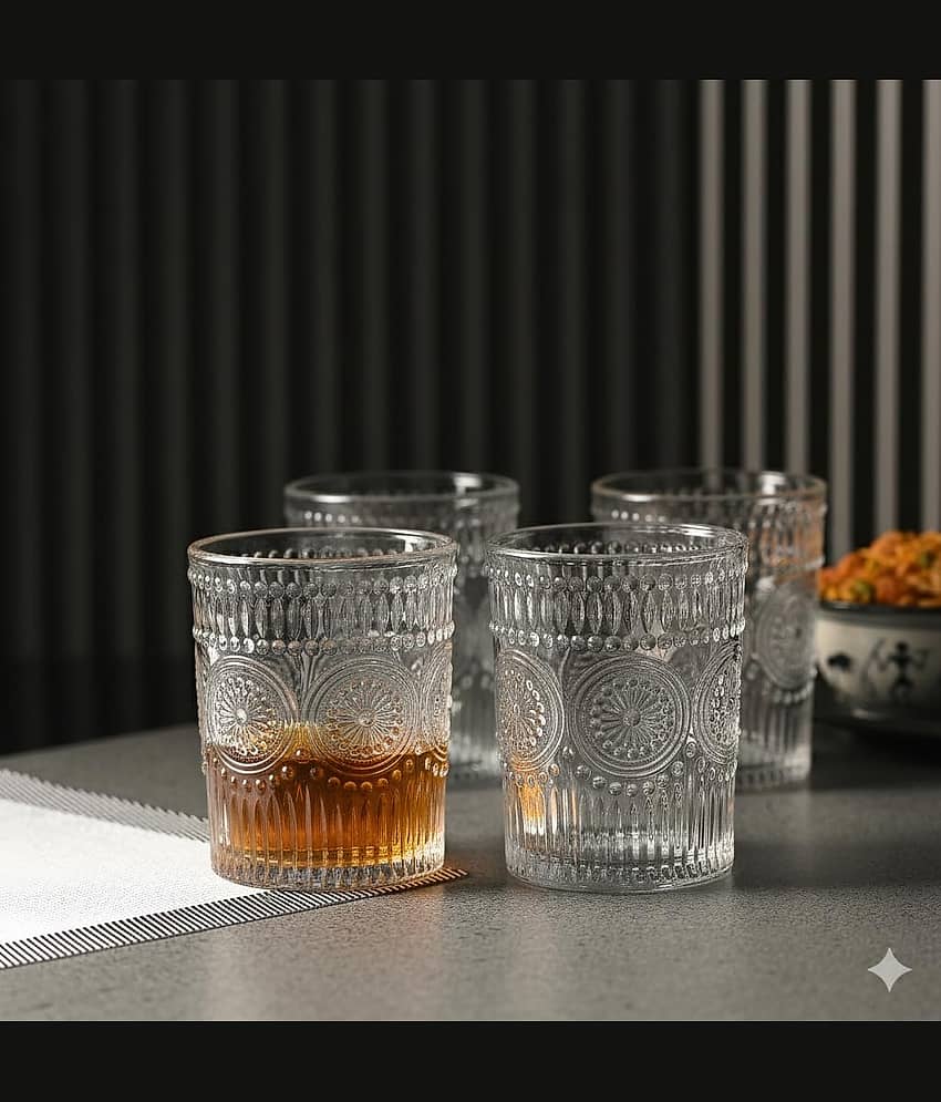 AFAST Clear Glass Tumbler Glass Plain Glasses Set 300 ml ( Pack of 4 ) Transparent