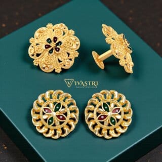 Vivastri Premium Gold Plated Alloy Stud Earrings Combo for Women & Girls Pack of 2