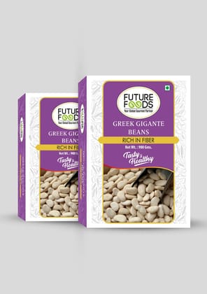 Future Foods Greek Gigante Beans | Double Butter Beans | Protein Rich | Good Source of Soluble Fiber & Vitamin A | Sweet & Mild Taste | Meaty Texture | Gluten Free | Low in Fat Content | 900g (Pa