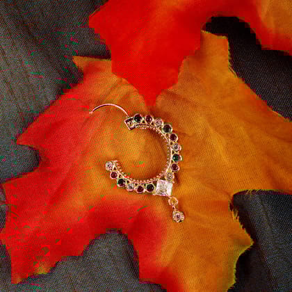 CZ Infinity Nose Pin-Red-Green-White / Gold Plated