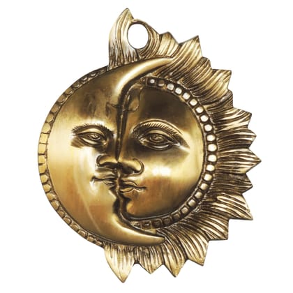Brass Showpiece Half Sun & Moon Statue, Height : 6.5 Inch (BSMAS896 A)