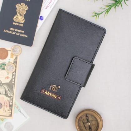 PERSONALISED TRAVEL WALLET - BLACK-Black